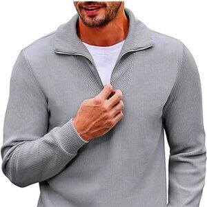 Hugo Boss Gray Zip Up Sweater with Modern Fit